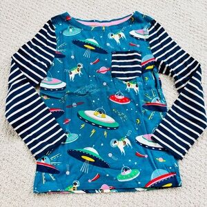 Mini Boden Teal Space dog astronaut Print Long Sleeve Tee